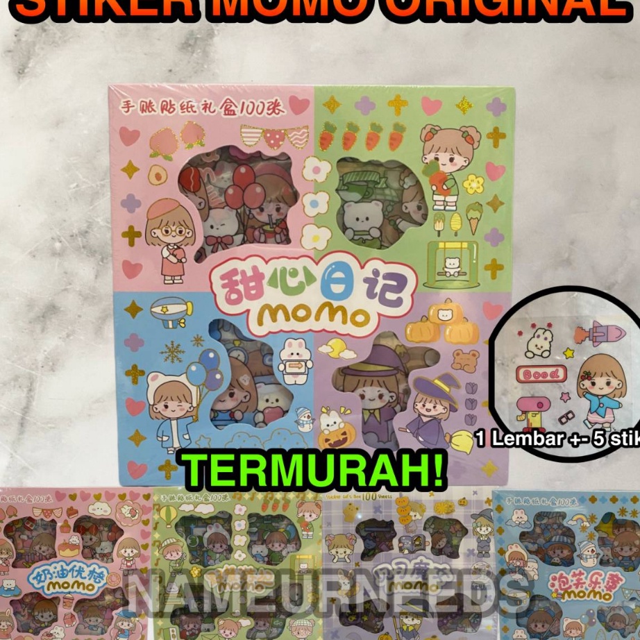 

(OJ♥/A✔) Stiker 2D 100 Lembar Sticker Momo Kartun Korea Lucu Anti Air/ trendings..