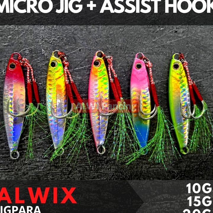 [➸-RVP㊖) ALWIX Metal JIG + Assist Hook JIGPARA 10gr 15gr 20gr ~ Micro Metal Jig UL UV Killer NON GID