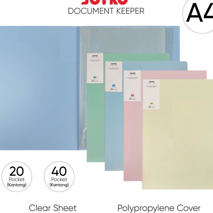 

[✮☀LM.D) (ISI 20 & 40 LBR) Document Keeper Clear Holder Map File Dokumen Folder Joyko DK Pastel /top.produk..