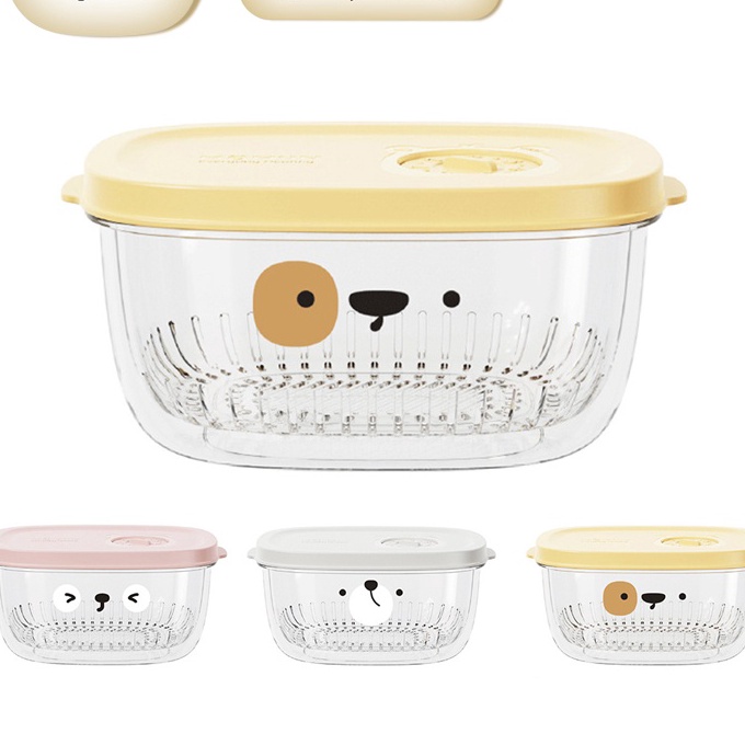 (1◆F❦/K] Angola Kotak Penyimpanan Makanan Dengan Saringan C41 Food Storage Box Sayuran Buah/Toples M