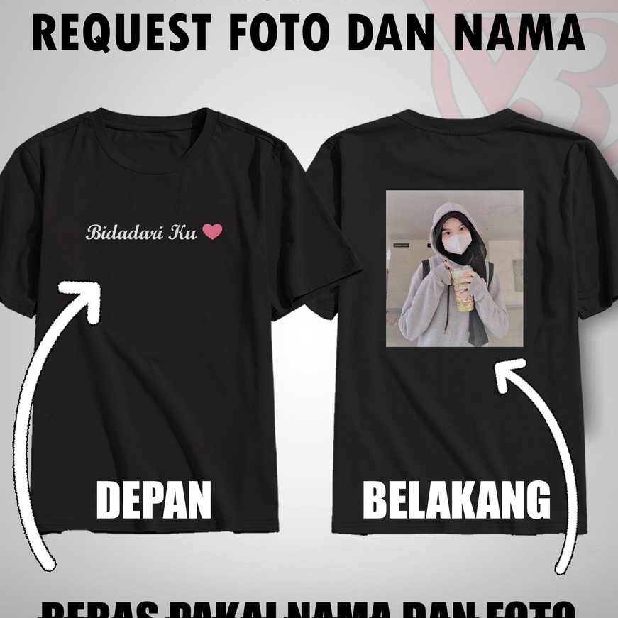 (㊚T1R/➸> SEHARI JADI  Baju Kaos Custom Depan Belakang Bebas Pakai Foto Logo Dan Nama Suka Suka Sendi