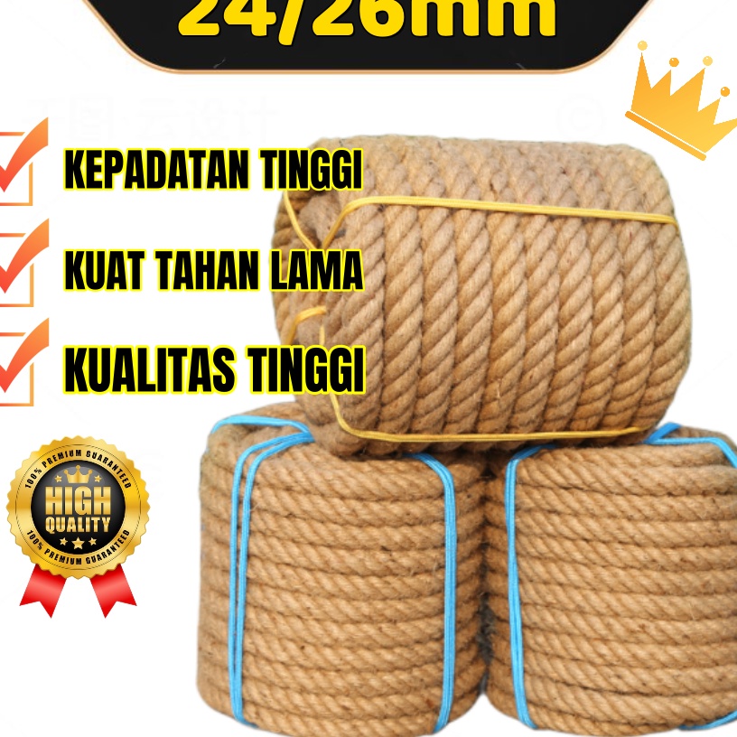 

(✓ P✔DB> Tali tambang 24mm 26mm kuat tahan lama / tali goni / tarik tambang / tali rami/ supeer.keren.!!