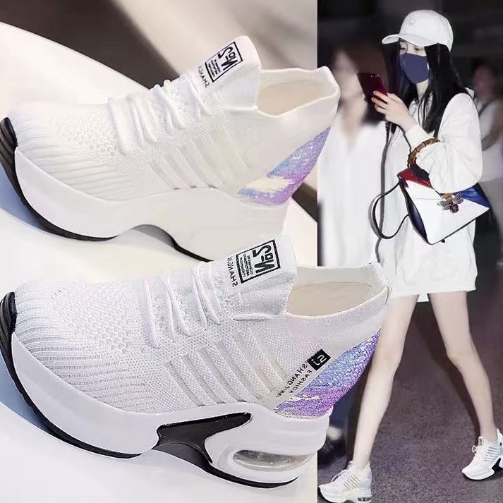 Trend Terbaru.. Sepatu Putih Sneaker Wanita Import Sepatu Cewek Sneaker Tinggi Terbaru Sepatu Olahra