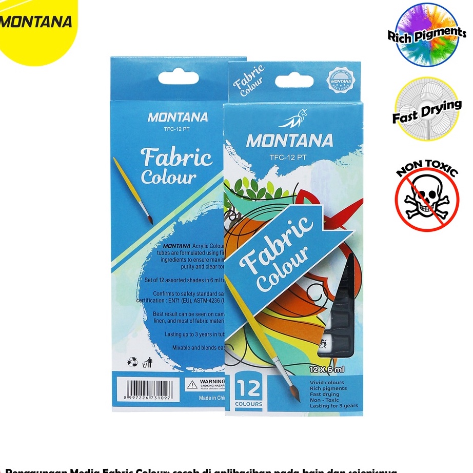 

Jual Montana Fabric Color 12 Warna / Cat Kain Montana TFC-12 PT Best Produk
