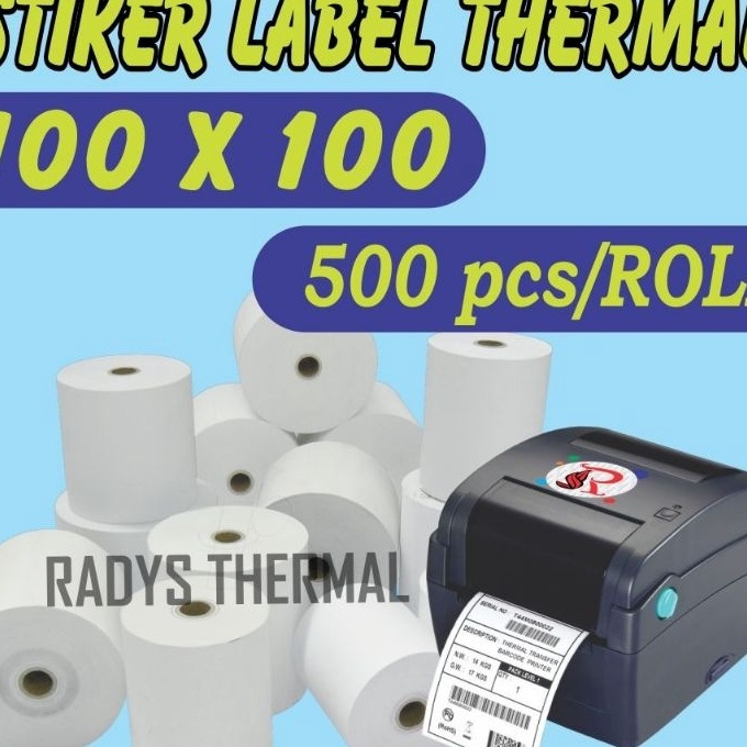 

[12☼E♪/E> LABEL STIKER THERMAL 100X100MM ISI 500/ROLL / BARCODE 100X100 /paaling.laris..