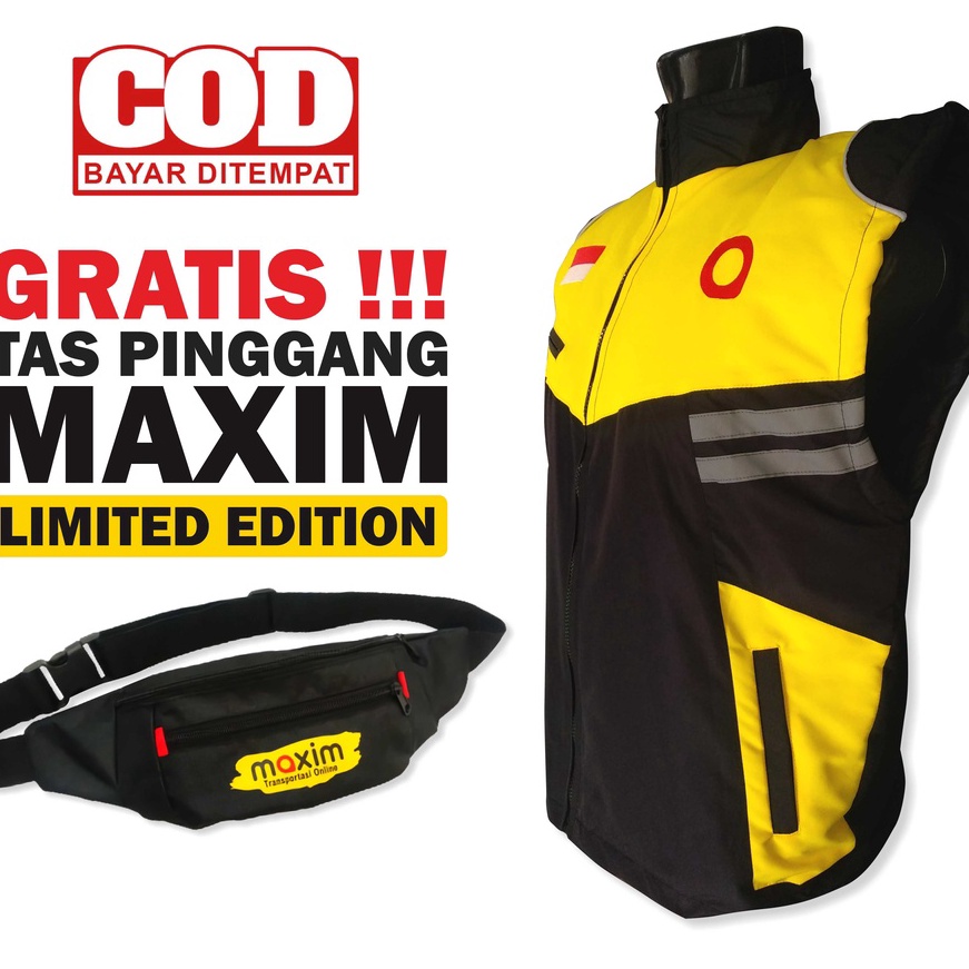 (◆.XDL♡> Rompi Terbaru Maxim Driver Gratis Tas Pinggang Keren Waistbag Waterproof/ pasti.diikirim
