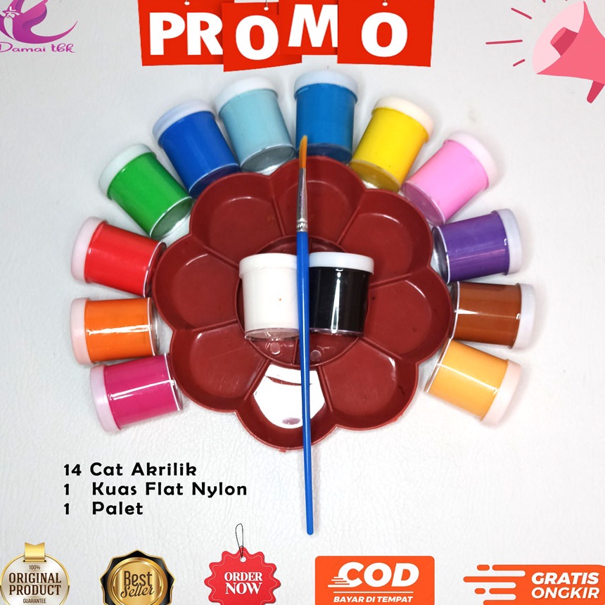 

[☛ V➤QD> Paket Lengkap Cat Lukis dengan kuas dan palet 14 warna R14/ banyak diminati..!