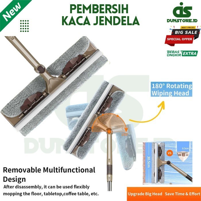 Terlaris Alat Pembersih Kaca Jendela Microfiber Double Side Tinggi Wipper Karet