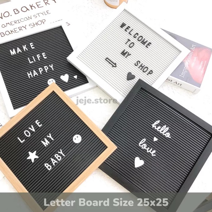 

6.6 MALL [1 Pcs] Letter Board / Papan Tulis Tempel / Papan Huruf & Angka / Papan Nama Bayi / Papan Huruf 25x25