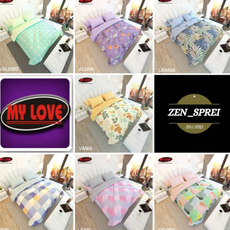 Tren Kekinian.. Bedcover set all new my love ukuran 180x200 t30 - motif terlaris - kasur no.1