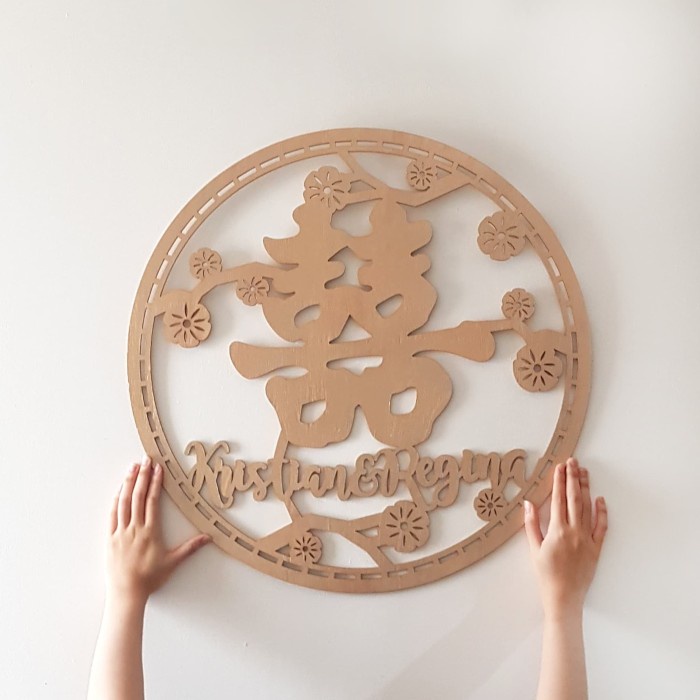 Custom Nama Shuang Xi / Backdrop Sangjit / Hiasan Dinding / Lamaran Bestseller Backdrop