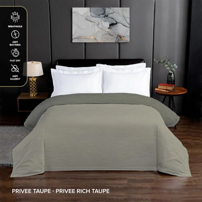 King Rabbit Reserve Bed Cover Single Motif Taupe