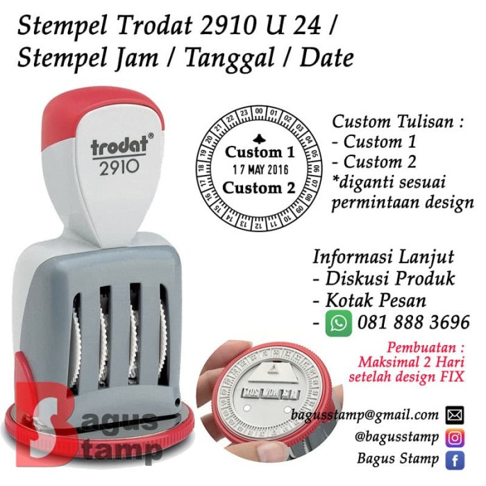 

Bestseller Stempel Trodat 2910 U 24 / Stempel Jam / Tanggal / Date Custom