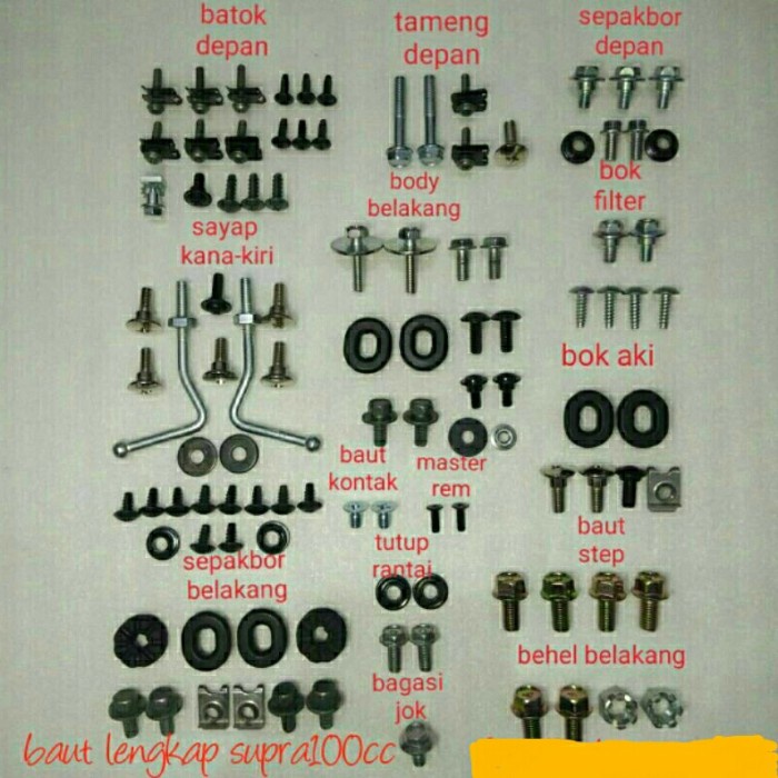 baut lengkap body motor supra x 100 cc lama/supra fit old