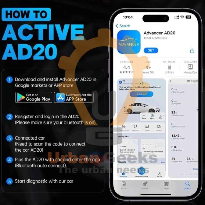 XTOOL AD10 OBD2 Diagnostic Scanner EOBD Bluetooth ELM327 android