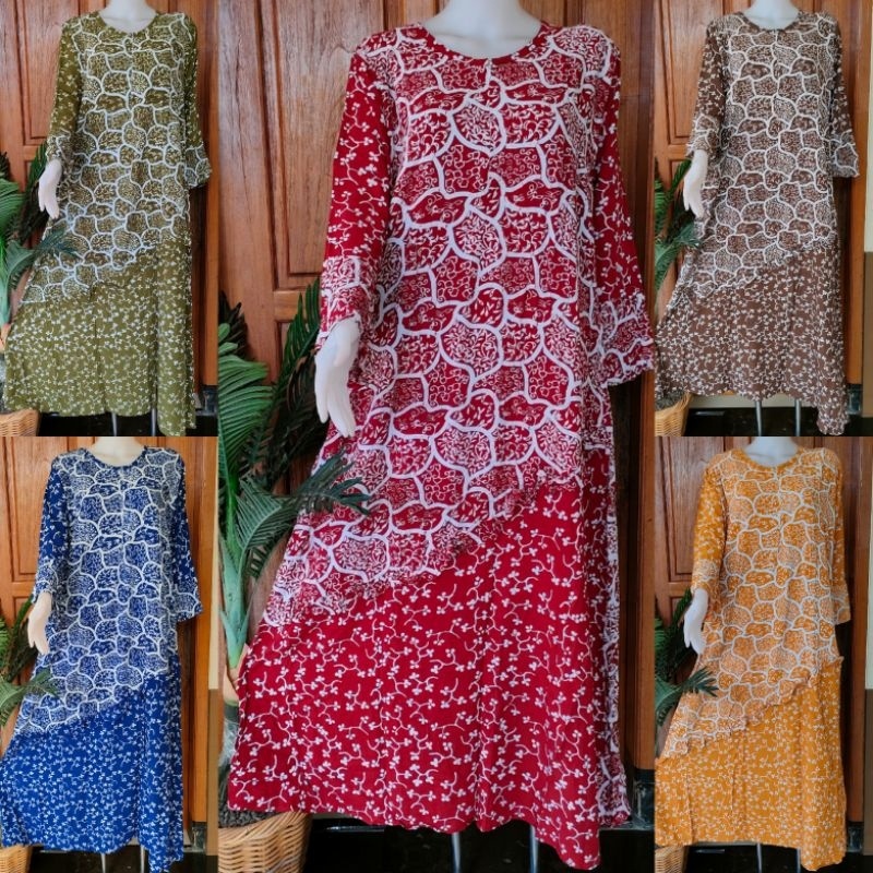 Batik Putri Diana/Qonita-Longdres Lengan Panjang Ukuran Standar/Jumbo