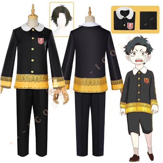 SALE Anime Spy X Family Damian Desmond Cosplay Costume Wig Syon School Uniform Black Anya Forger Boy
