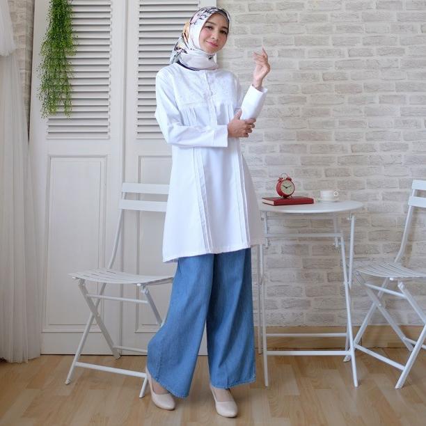 tunik putih muslim atasan tunik baju tunik putih atasan tunik putih wa