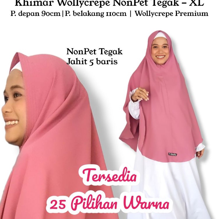 ☈➸❋✦ [Diandra Hijab]Jilbab Wollycrepe Syar'i XL Kerudung Wollycrepe Khimar Jumbo Syar'i NON PET Dewa