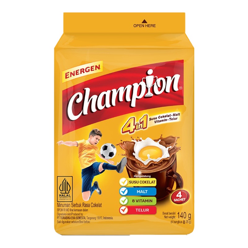 

Energen Champion Minuman Serbuk Cokelat Bag 4 x 35 g