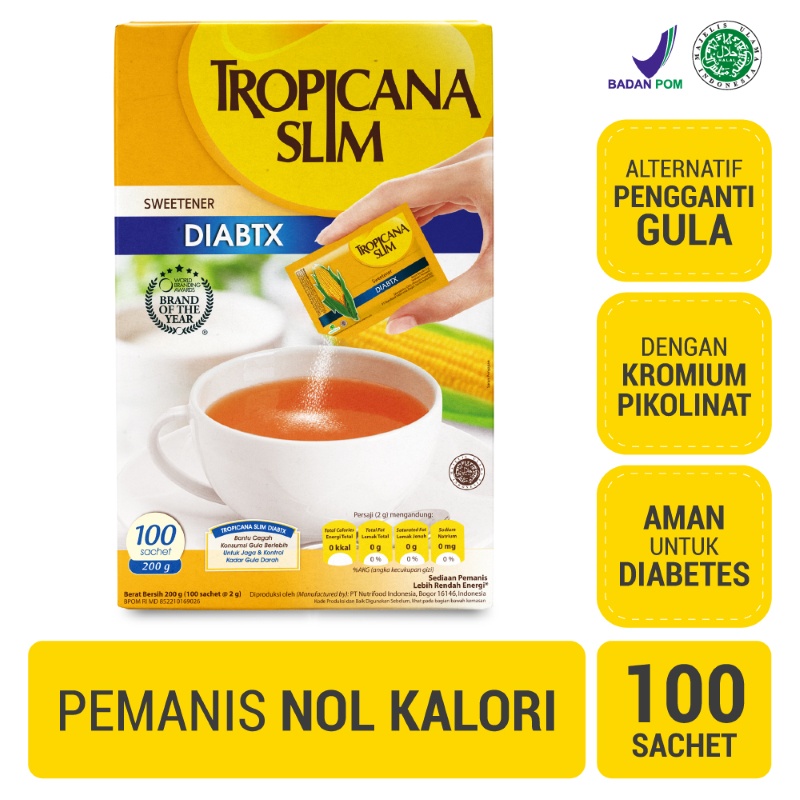 

Tropicana Slim Sweetener Diabtx 100 Sachet - Pemanis untuk Diabetesi