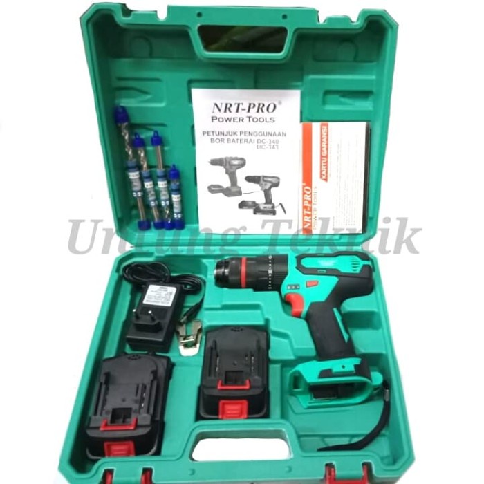 NRT-PRO 20volt DC 343 Cordless Drill Impact - Bor Baterai untuk Tembok
