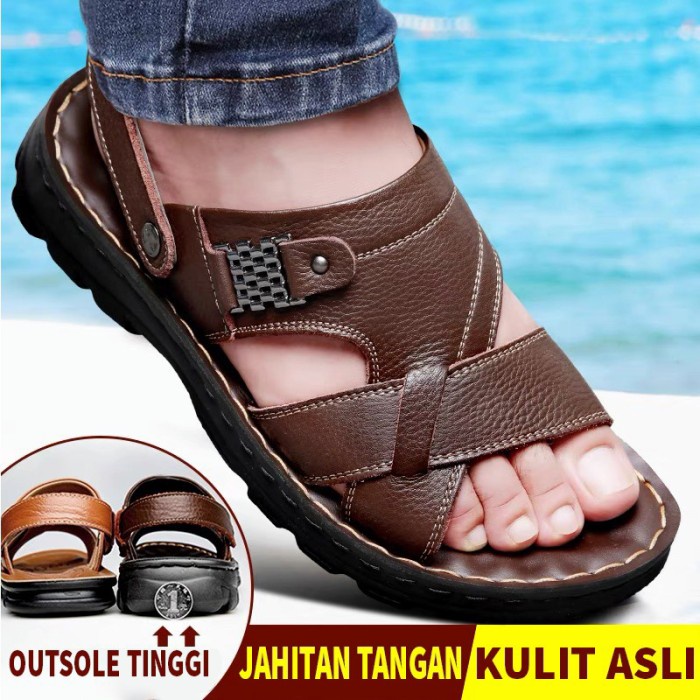 Sepatu Sandal Pria Sandal Gunung Cowok Kulit Asli Import Original