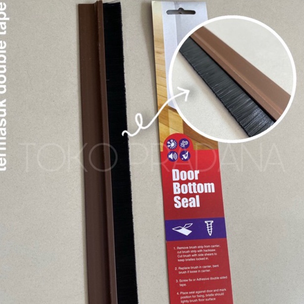 Stok Terbatas.. Door Seal / lis penutup celah bawah pintu / brush seal plastic double tape / bulu