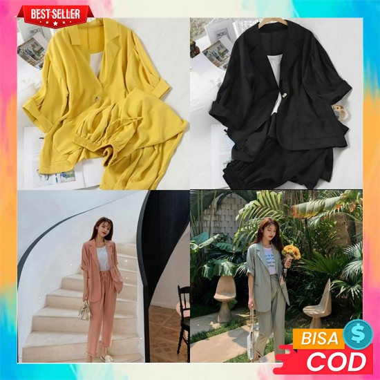 Blazer Set Wanita Korea Style Blazeran Dewasa Casual Premium 2023 Stelann Outer Jas Kerja Kantor For