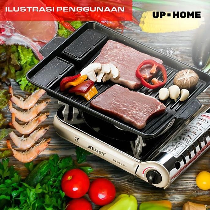 Uphome Multiguna BBQ Grill Pan Anti Lengket Tempat Pemanggang Daging