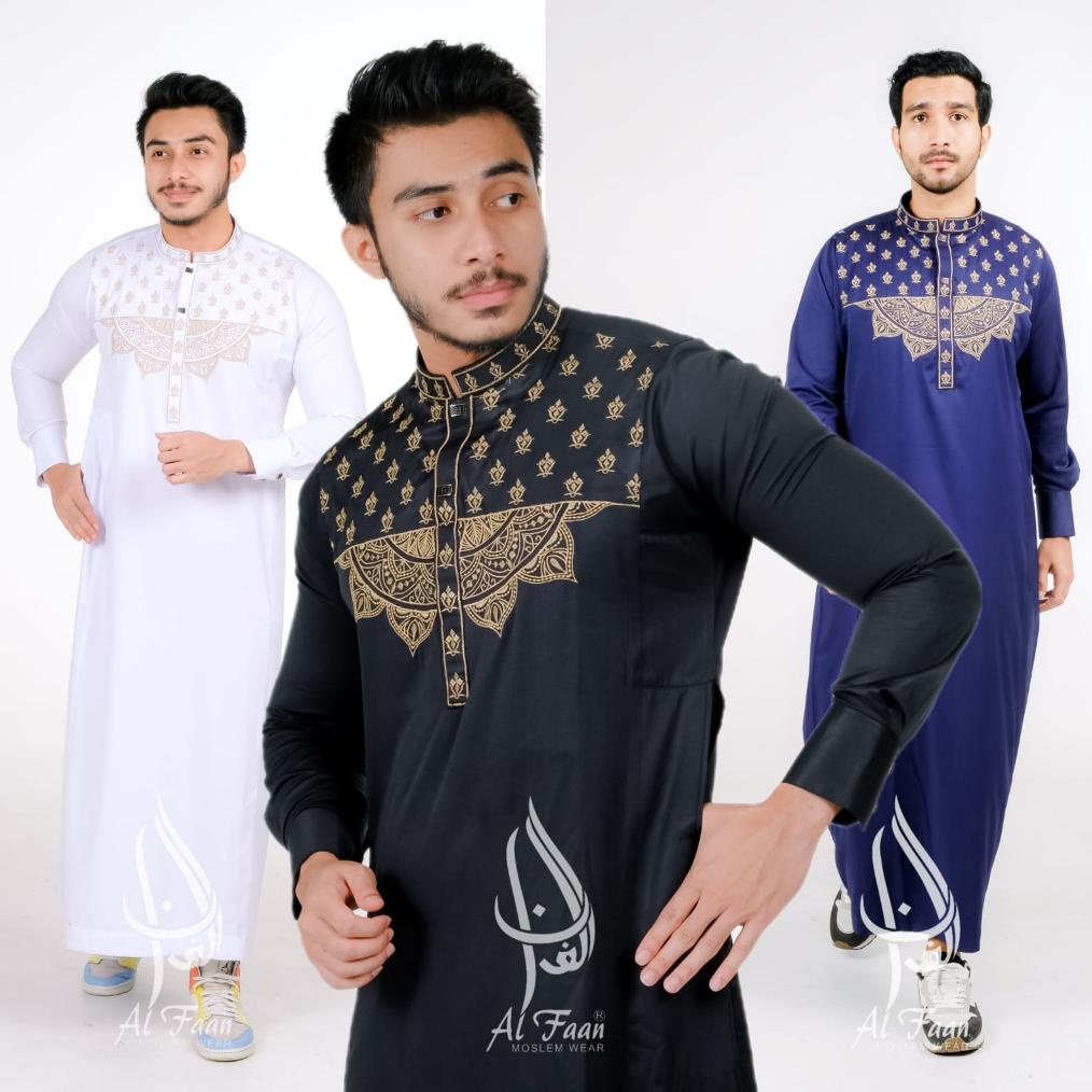 PREMIUM Jubah Gamis Pria Jubah Slimfit Bordir dada jubba alfaan gamis pria muslim jubbah thobe daffa