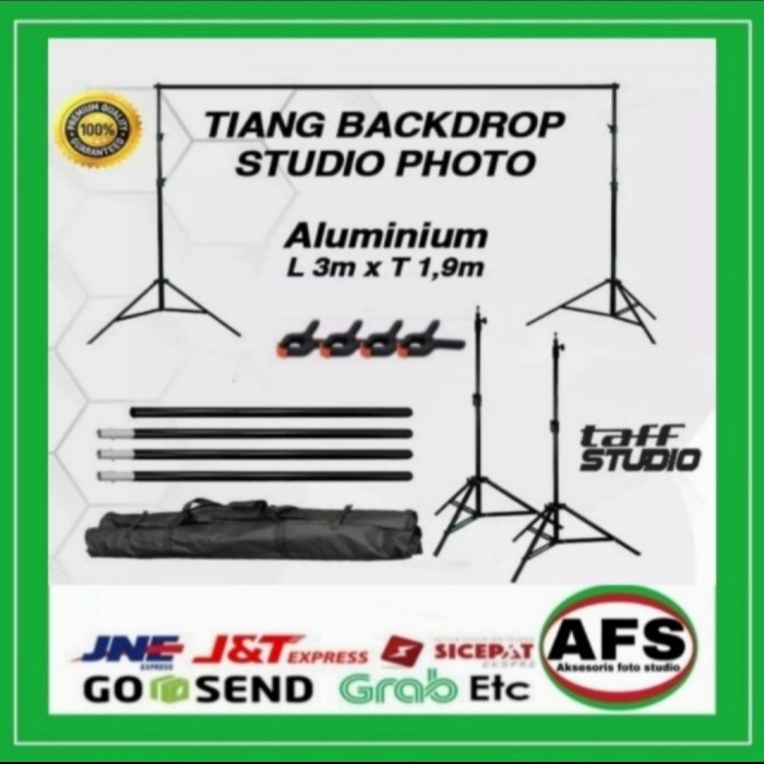 Paket Lengkap Stand Background 3 M + Green Screen /4 Penjepit