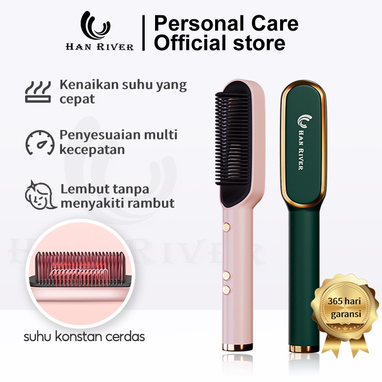MENARIK HAN RIVER Catokan Rambut Sisir Pelurus Rambut 2 in1