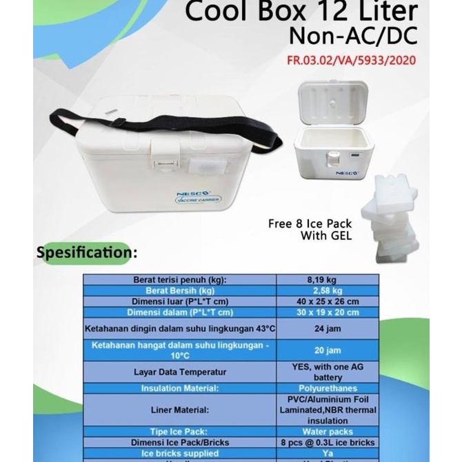 Nesco Vaccine Carrier Tempat Cooler box 12L Blood Carrier Nesco 12L