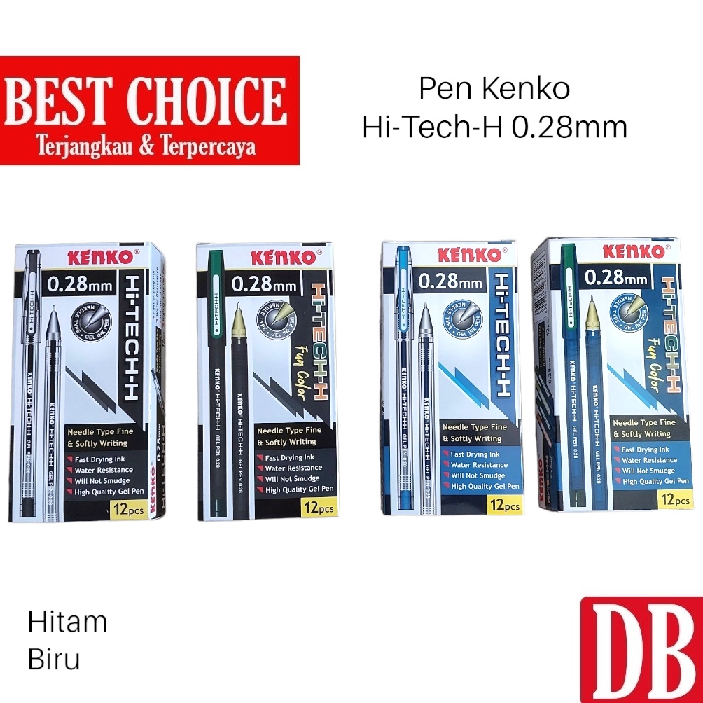 

Model terkini Gel pen / Pulpen Hitech / Hi-tech Kenko 0.28mm Hitam/Biru (12 pcs) 74