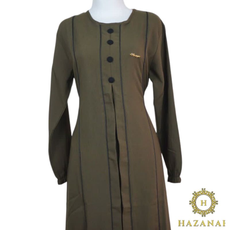 GAMIS LINEN LADY GARIS BAWAH KOMBINASI BELT METALIC LEBEL