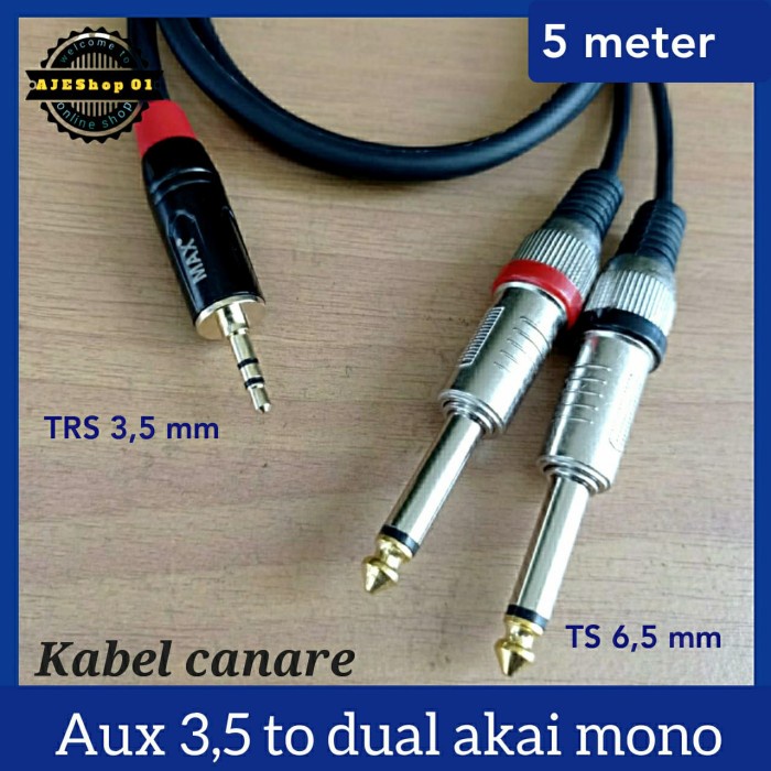 Jack Mini Stereo 3,5 To 2 Jack Akai Kabel Canare 5 Meter