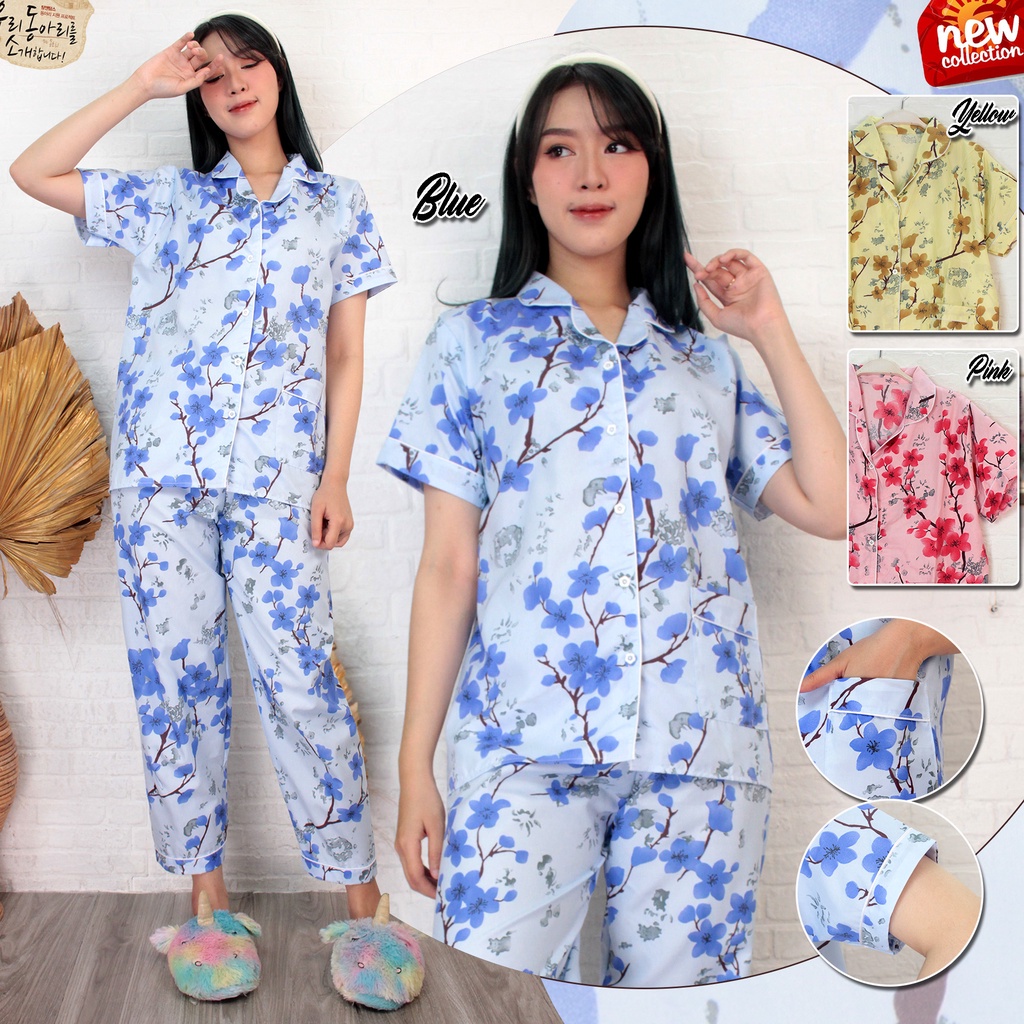 Baju Tidur Wanita Dewasa Setelan Sexy Terbaru Lengan Panjang Oneset Pyama Korean Style Import Seksi 
