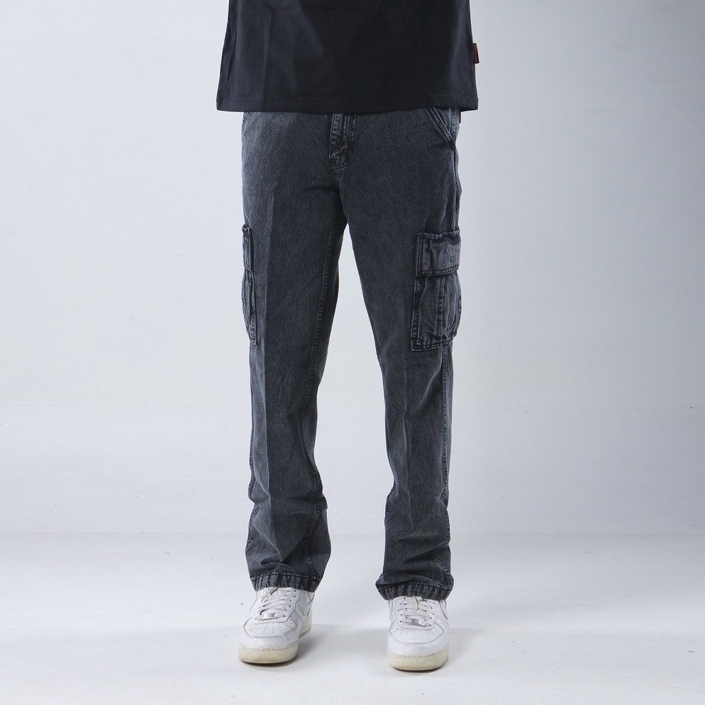READY Superego Celana Cargo Pants Pria Jeans Reguler Loose fit Standard Denim Washed Snow Black SCPD
