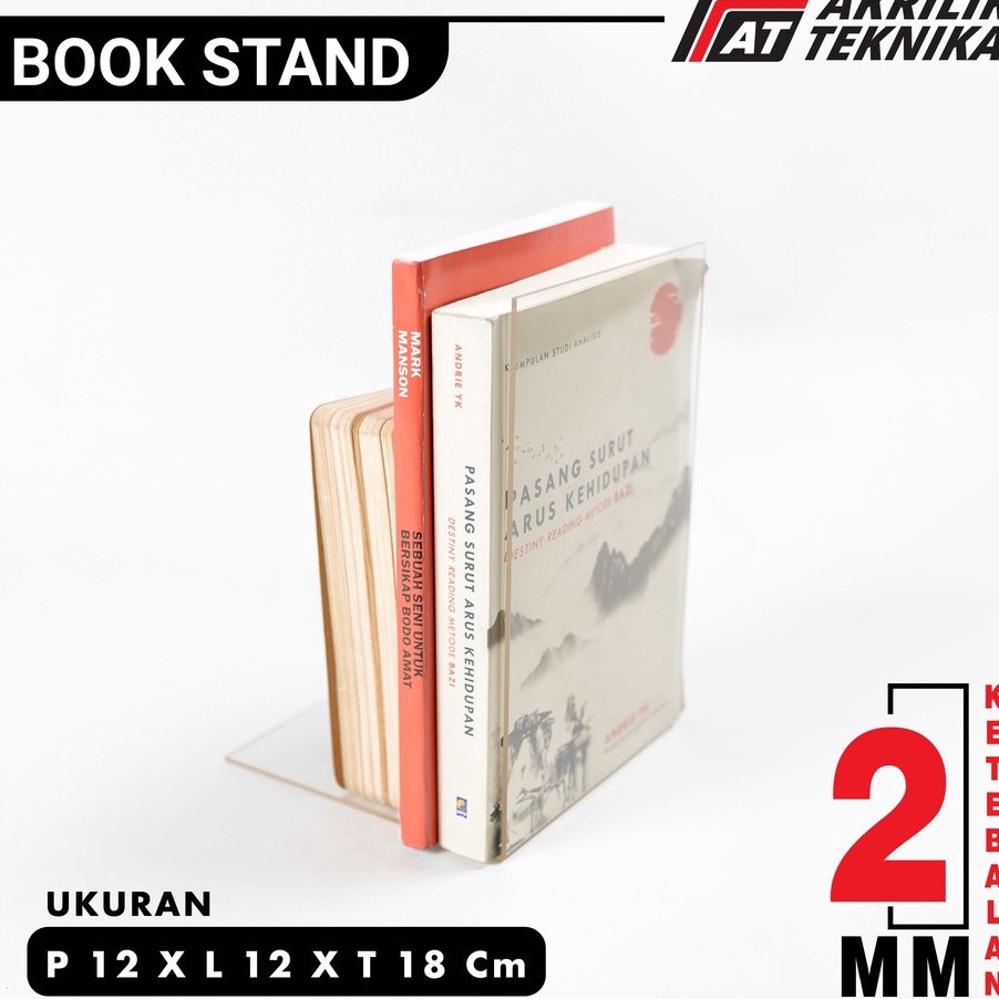 

(ご M♫15I) ACRYLIC / AKRILIK BOOK STAND / PENAHAN / PEMBATAS BUKU GANJAL BUKU 2MM/ top.produks.!!