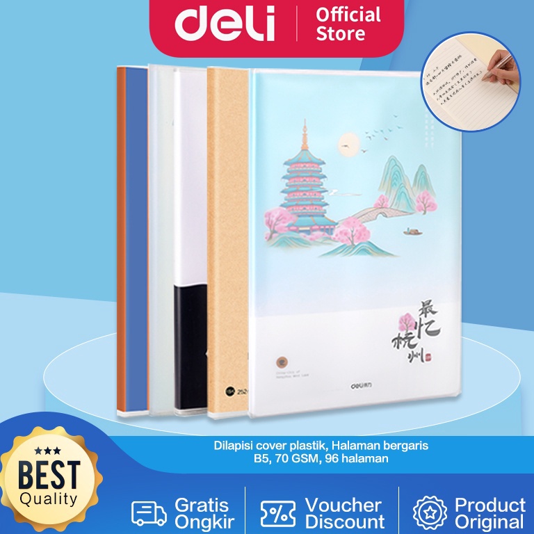 

Terlaris Deli buku notebook sampul plastik B5 96 lembar, desain kecil dan lucu T1696