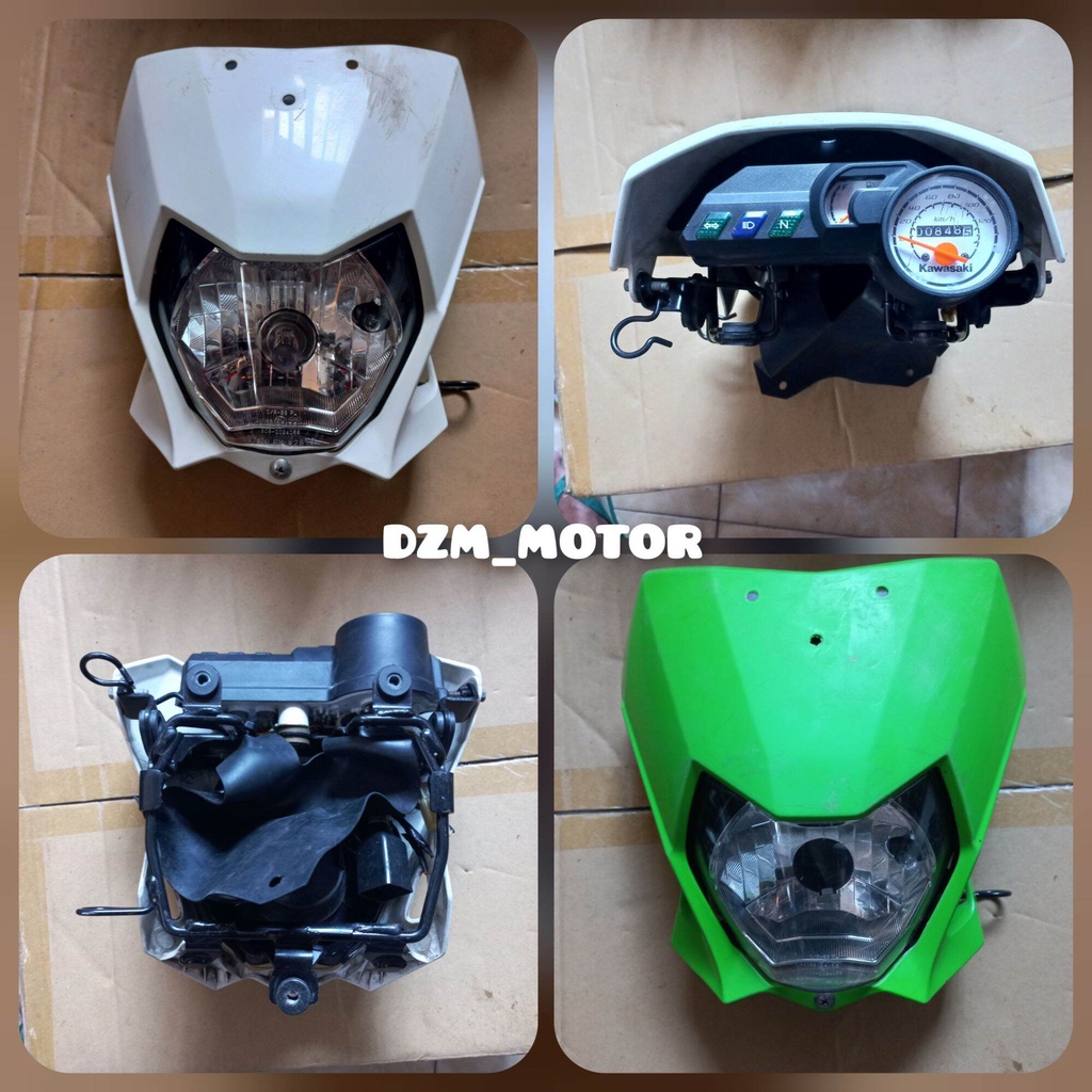 kedok headlamp reflektor lampu depan kawasaki klx 150 BF set breket set spido speedometer original