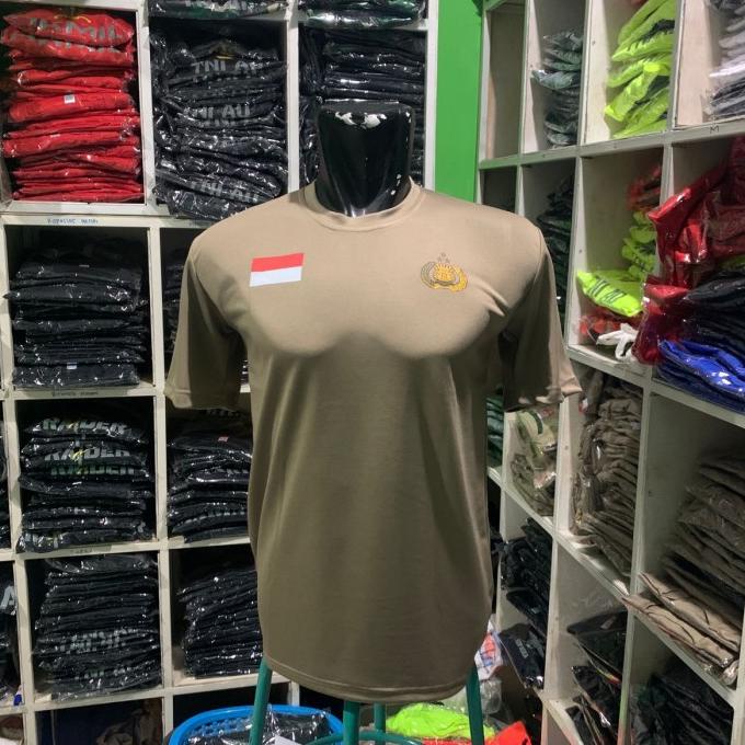 KAOS DALAM PDL POLISI / KAOS POLRI PRIA COKLAT LENGAN PENDEK DRI-FIT