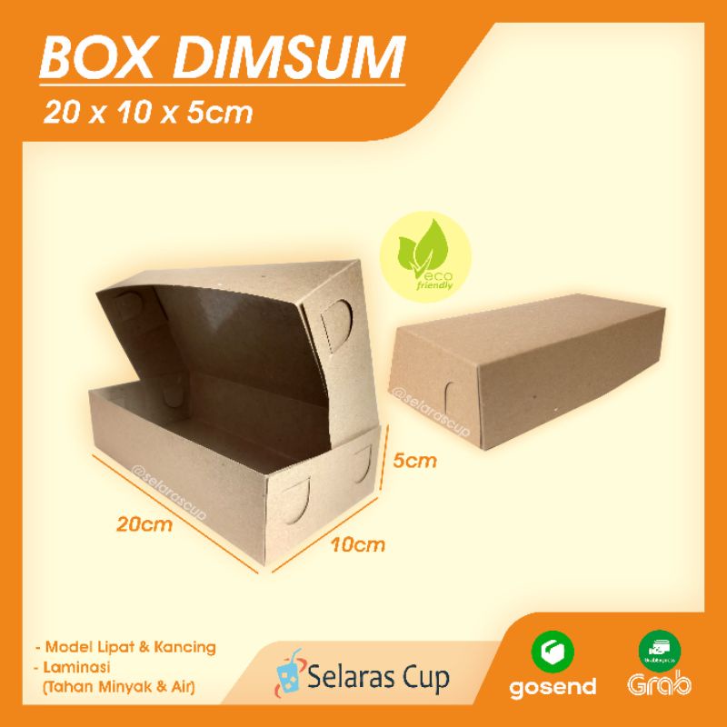 

Isi 50 Box Dimsum 20X10X5 Cm - Dus Dimsum Coklat Kraft Polos - Box Lanasi 20X10