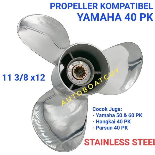 Propeller Yamaha 40 Pk Stainless / Baling / Kipas Mesin Tempel