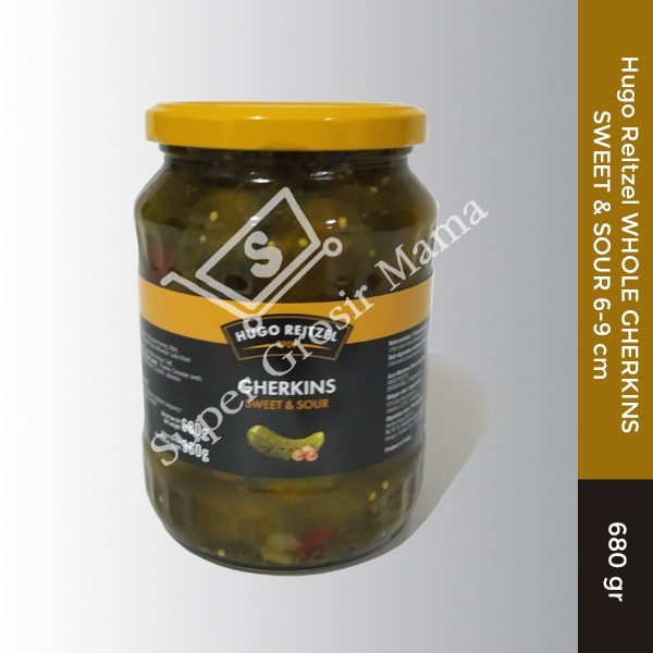 

Hugo Reltzel Whole Gherkins Sweet & Sour 6-9 Cm 680Gr