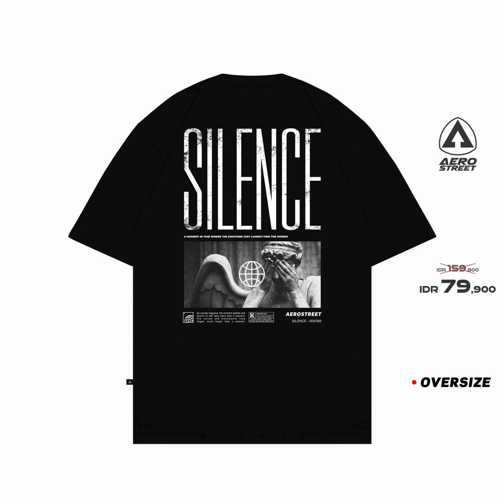 Baju Kaos Aerostreet T Shirt Oversize Silenced Hitam Kaos FADAA