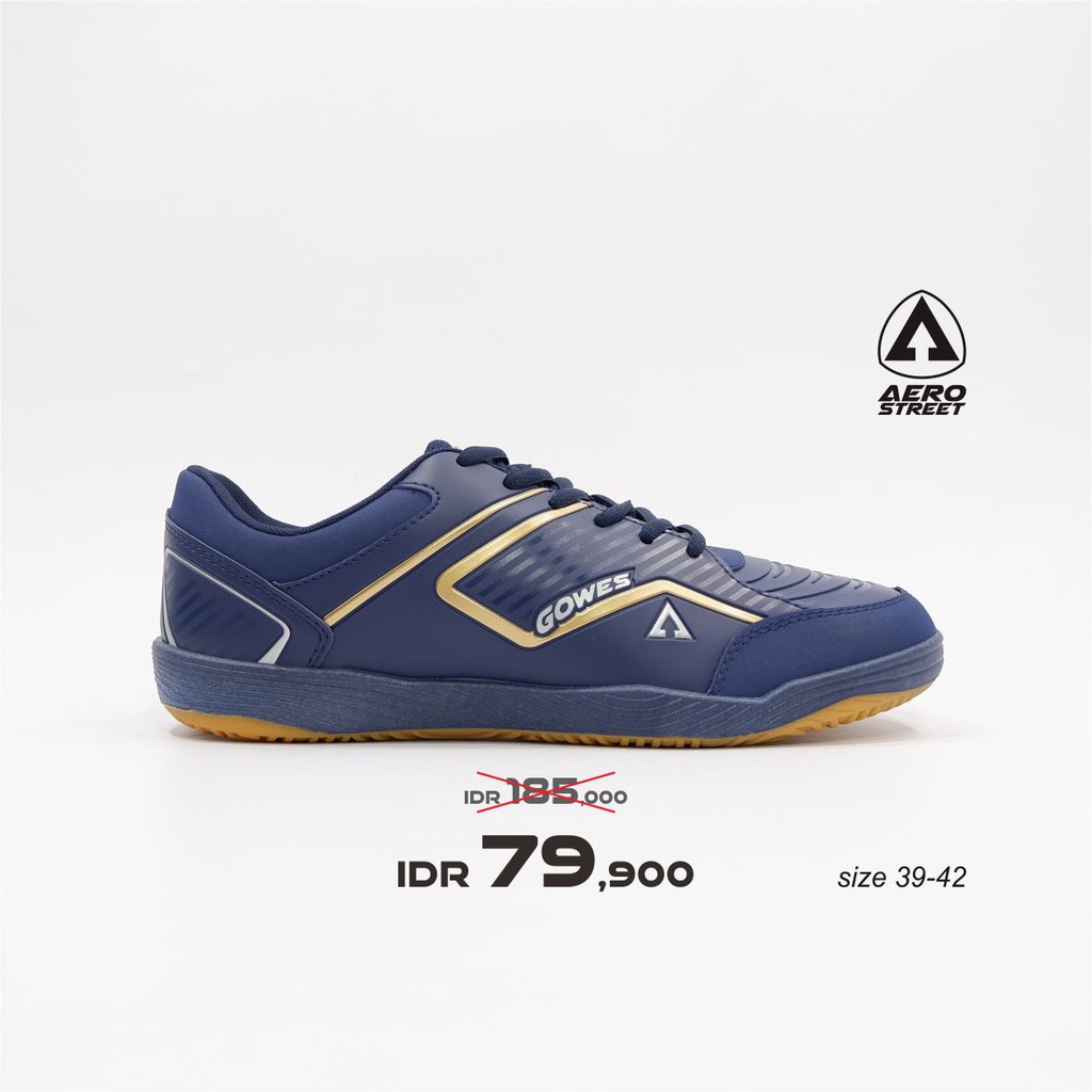 Aerostreet 39-42 Gowes Navy Emas - Sepatu Sneakers Casual Sport Sekolah Pria Wanita Aero Street