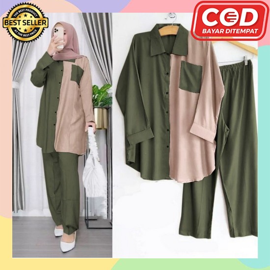 Bsju Clana Mewah Oneset Cewek Viral Santai Baju Muslimah 2023 Set Celana Cewek Import Setelan Waita 