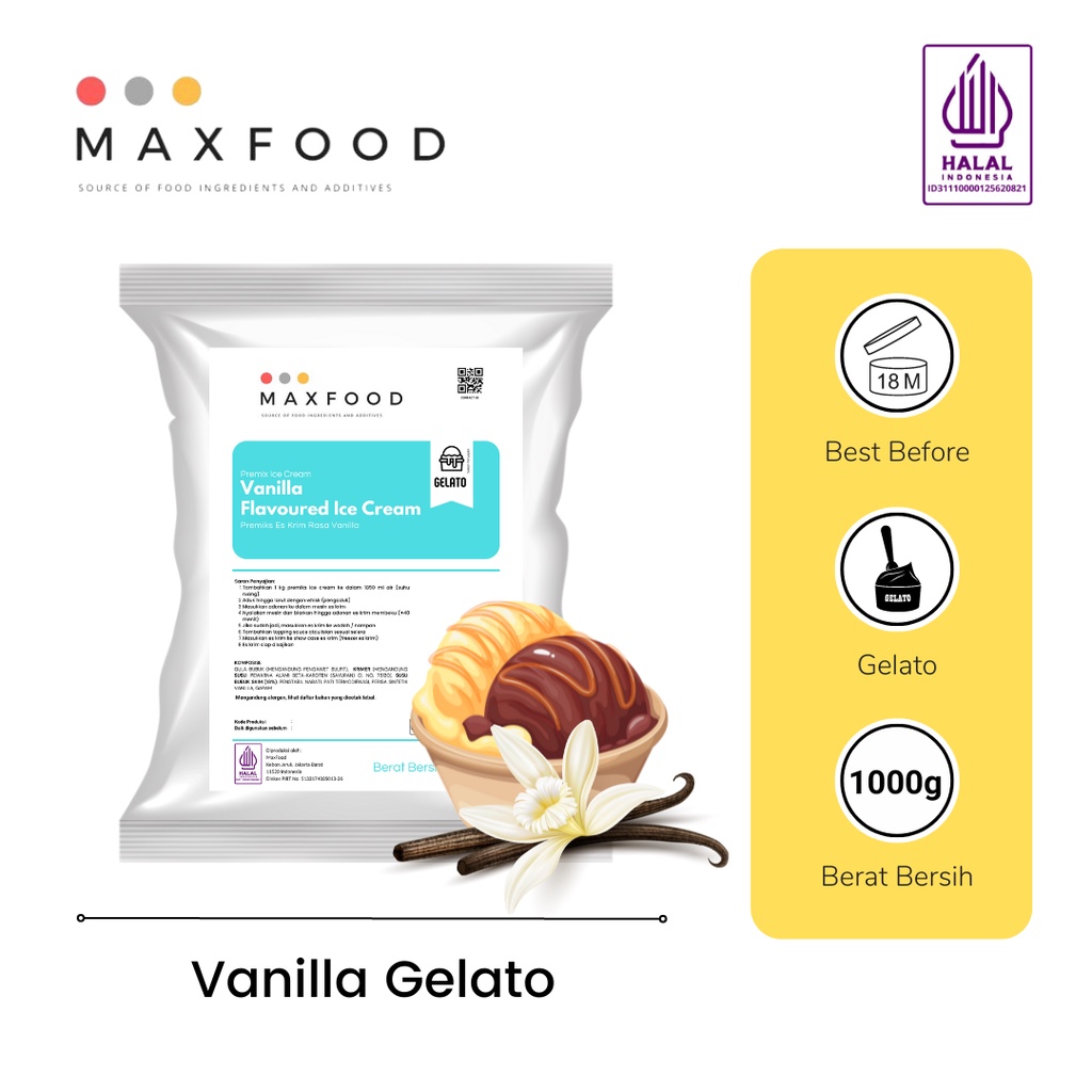 

Gelato Powder Vanilla / Bubuk Gelato Rasa Vanila 1 KG